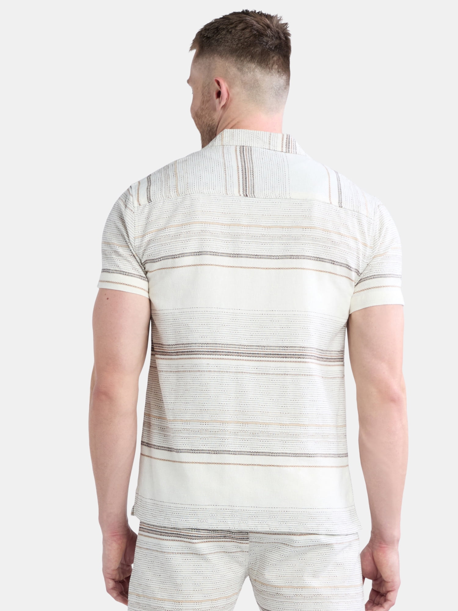 Fly By Night Men’s and Big Men’s Tour Striped Button Up Shirt with Short Sleeves, Sizes S-3XL