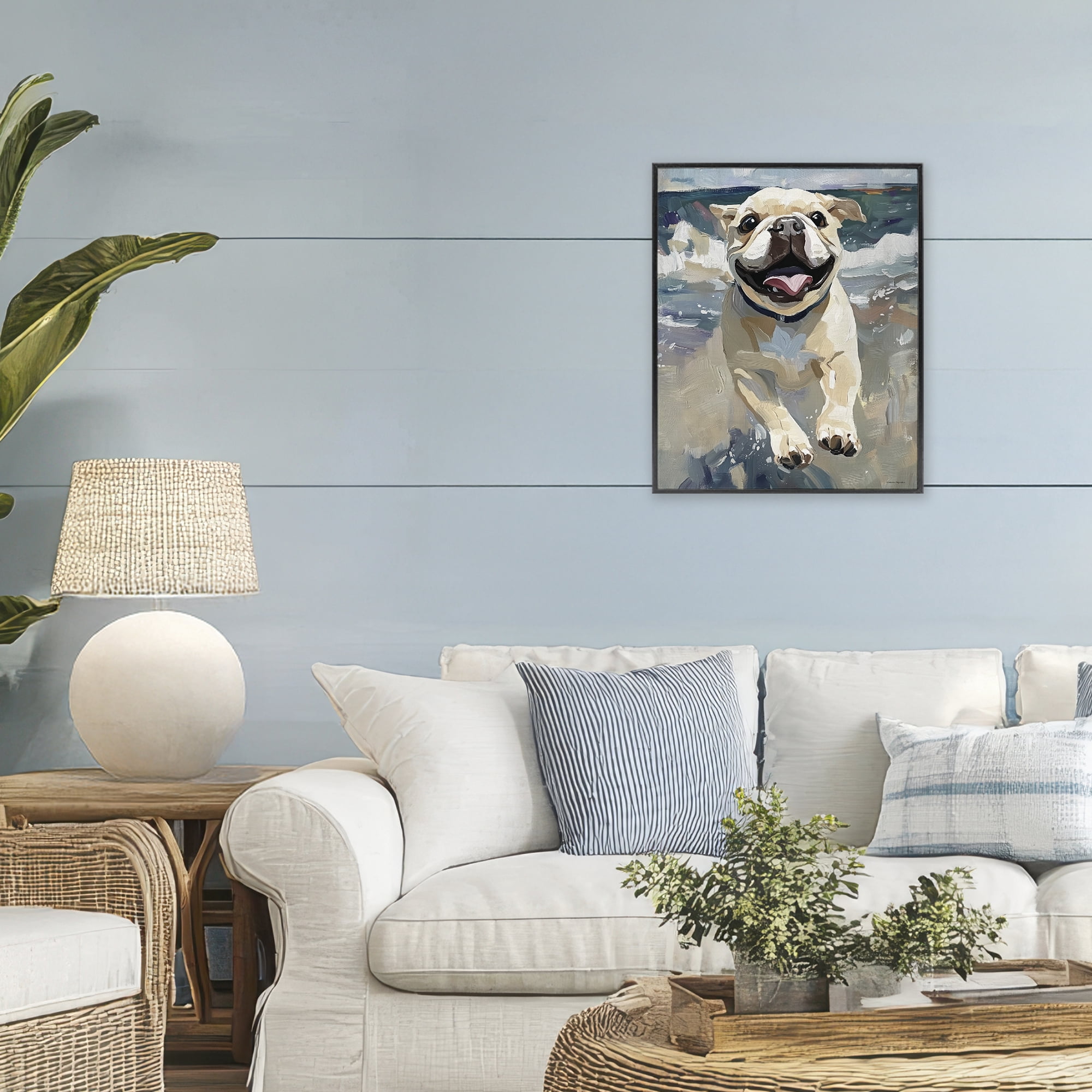 Stupell Industries Sunny Paws Dog on Beach Black Framed Giclee Art, design by Svetlana Aleynikova