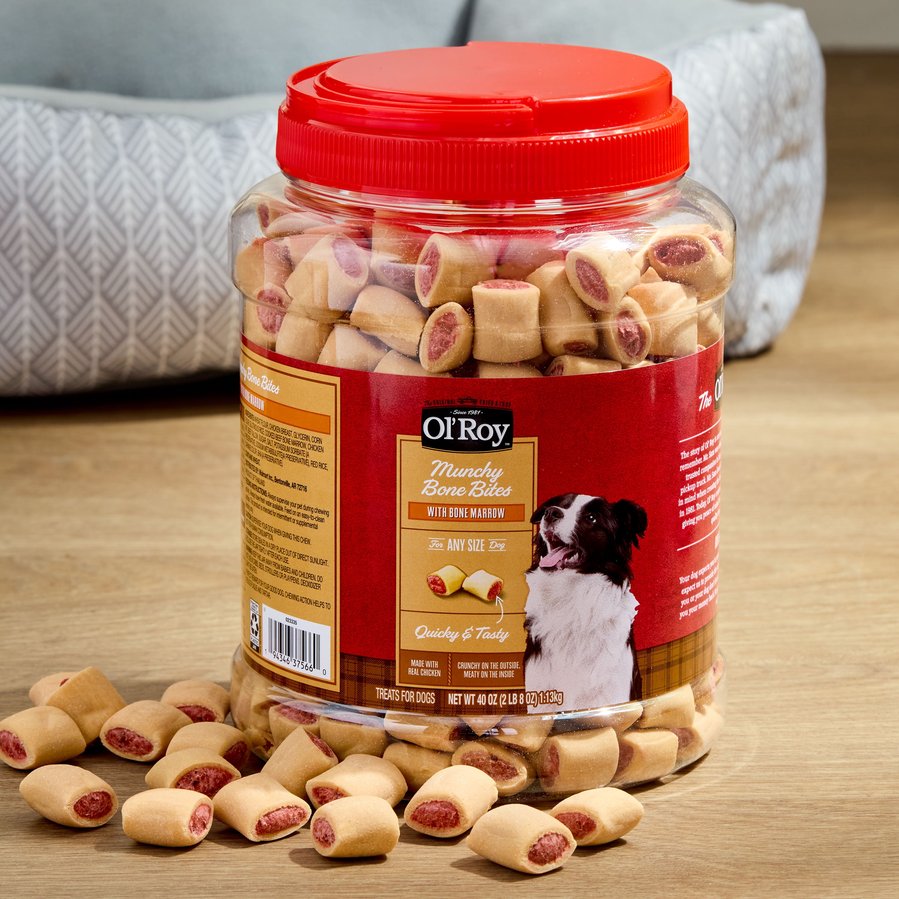 (2 pack) Ol' Roy Munchy Bone Bites with Beef Bone Marrow Training Treats for Dogs, 40 oz Jar