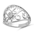 thumbnail image 3 of 925 Sterling Silver Oxidized Platinum Plated Flower Curly Vines Women Valentines Day Gifts Ring, 3 of 4