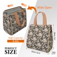 thumbnail image 3 of Pioneer Flower Floral Print Pattern Insulated Lunch Bag for Women & Adults,Large Portable Soft Cooler Lunch Bag,Thermal Food Storage Tote with Pearl Cotton,8.66L,8.75x5.75x9.5 Inch, 3 of 6