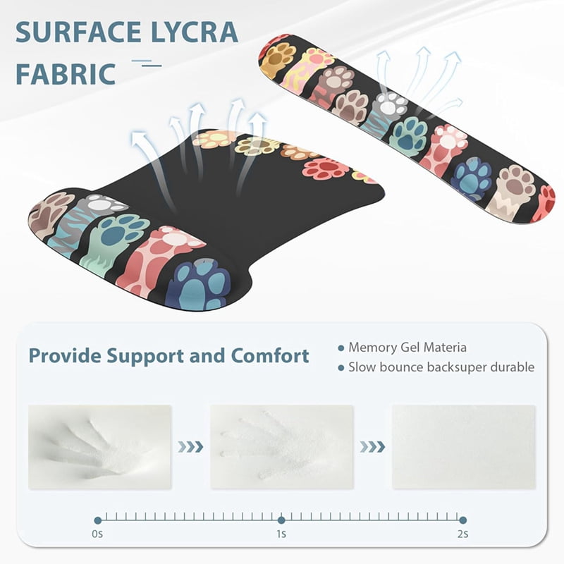Mouse Pad Sets with Keyboard Wrist Rest Support, Memory Foam Keyboard Set Mousepad with Wrist Rest