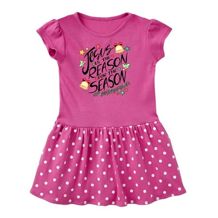 

Inktastic Jesus is the Reason for the Season Christmas Bells and Stars Gift Toddler Girl Dress