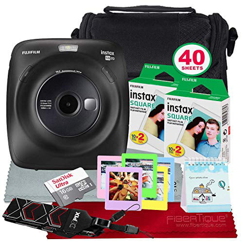 FUJIFILM Instax Square SQ20 Hybrid Instant Camera (Black) - Deluxe Accessory Bundle with Sheets of Film & More - Walmart.com