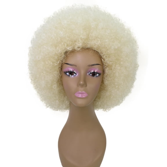 LUXLUXE Taylor Curly  14 in Long Full Wig Full Cap Wig, Heat Resistant Fibers, Light Blonde