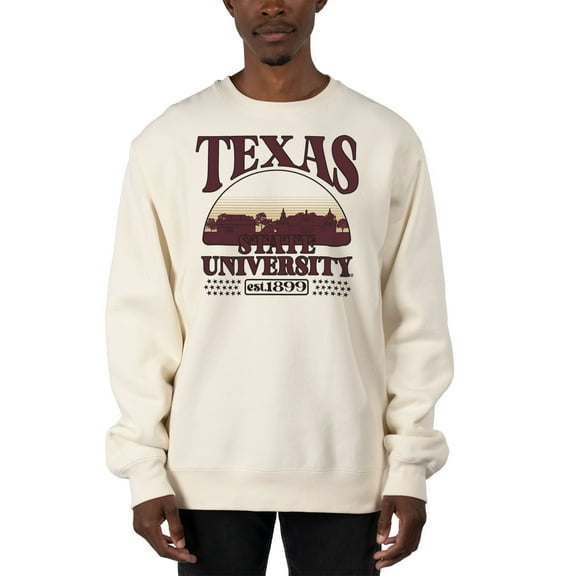 Men's Uscape Apparel Cream Texas State Bobcats Premium Heavyweight Pullover Sweatshirt