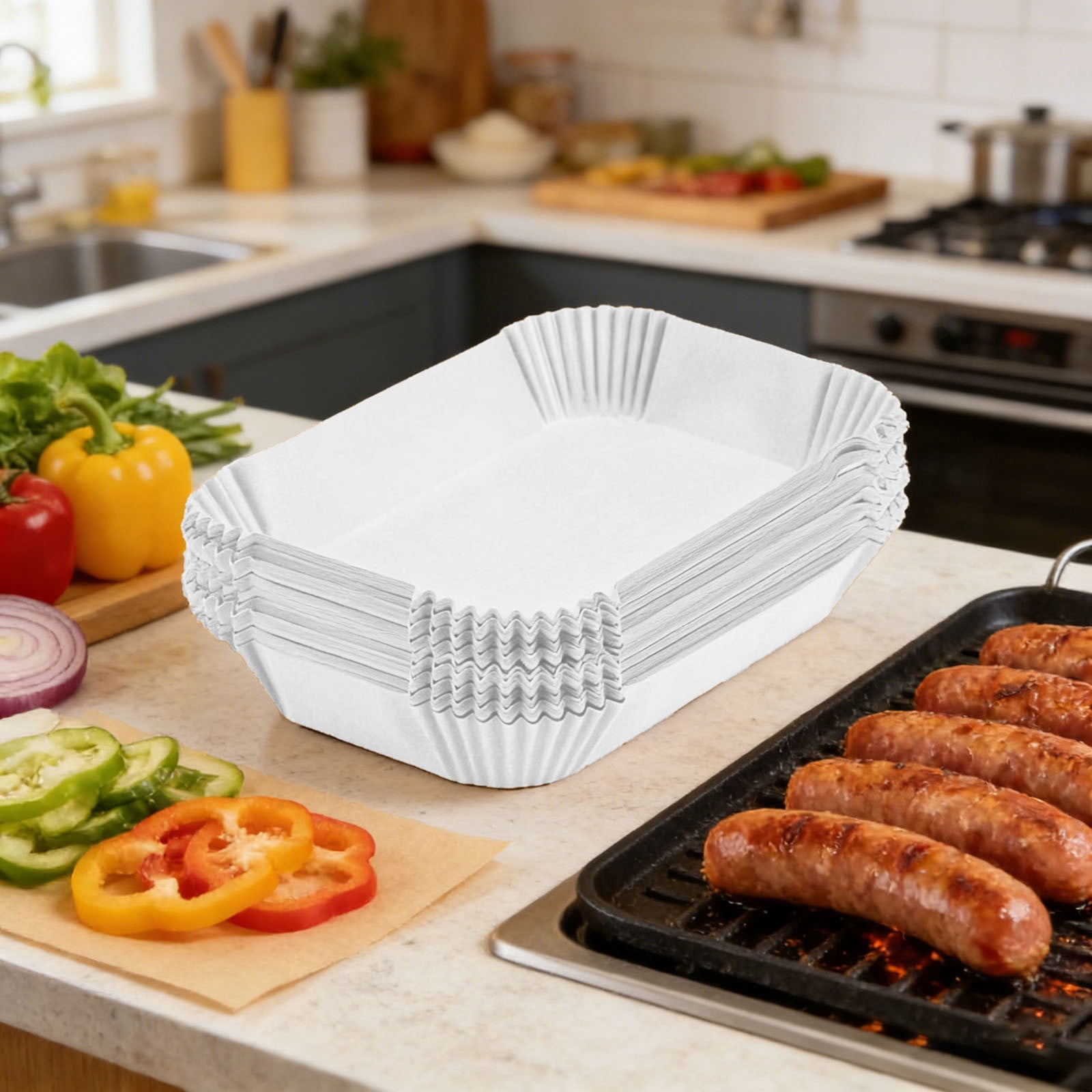 Ailezt Air Fryer Parchment Paper Sheets Non Stick Cooking Liners For Meals And Easy