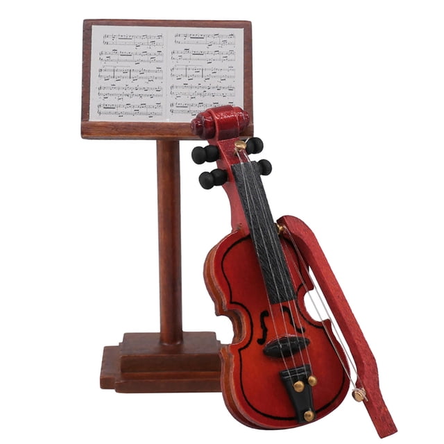 Bangcool Maison de Poupée Violon 1:12 Miniature Violon Mini Modèle de Violon avec Partition de Musique Stand