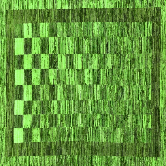 Ahgly Company Indoor Square Checkered Green Modern Area Rugs, 3' Square