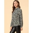 thumbnail image 4 of Camisa con estampado floral Allegra K con Botones Y Cuello en punta Negro S, 4 of 6