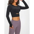 thumbnail image 4 of Women Cropped Workout Tops Cutout Thumb Hole Padded Long Sleeve Yoga Athletic Shirt Gym Activewear, 4 of 7