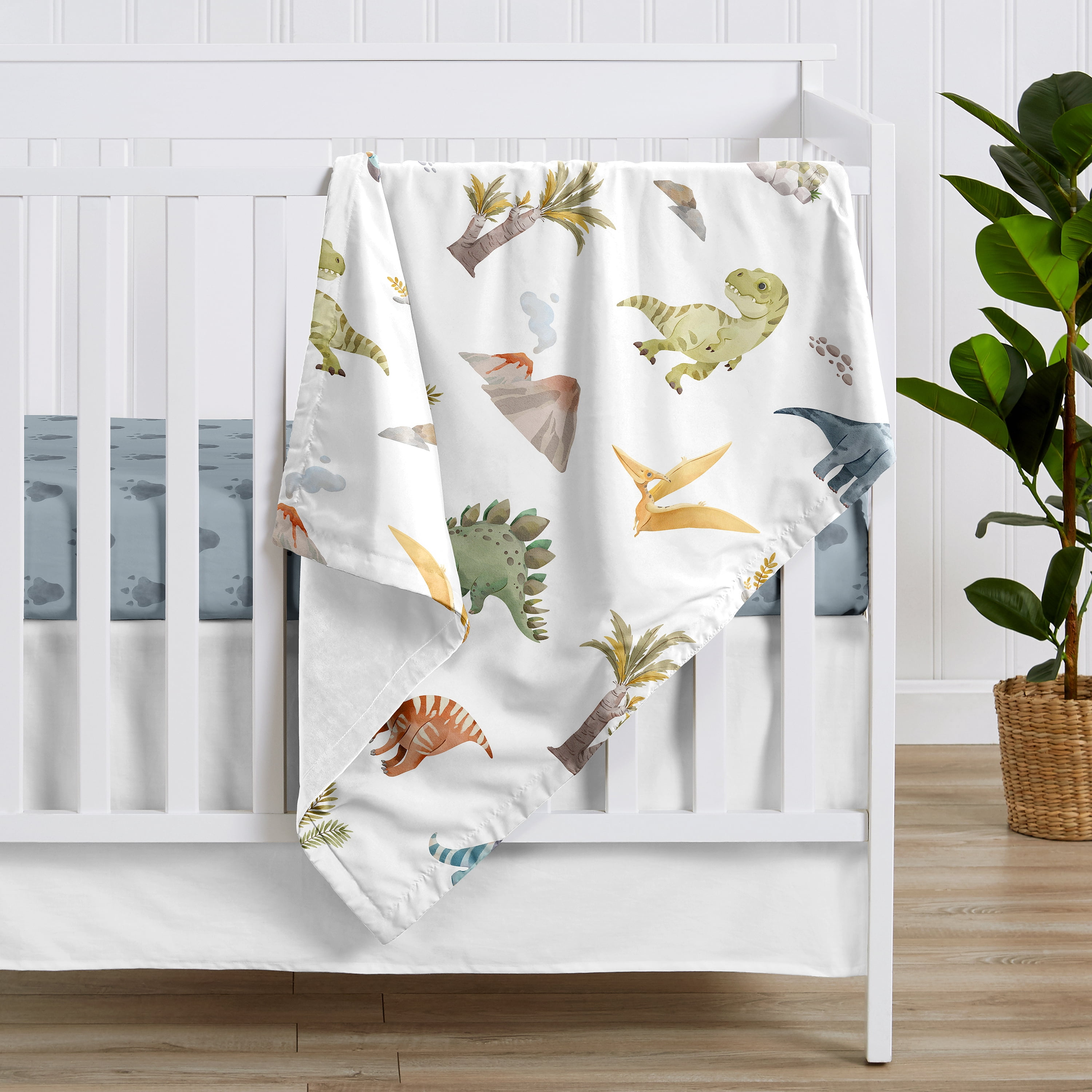 Sweet Jojo Designs Watercolor Dinosaur Dino Multicolor Baby Security Blanket