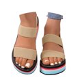 thumbnail image 6 of oqasdz Women's Sandals Ladies Fashion Solid Color Beach Shoes Nesh Elastic Band Wedge Sandals Trendy Versatile Casual Outdoor, 6 of 7