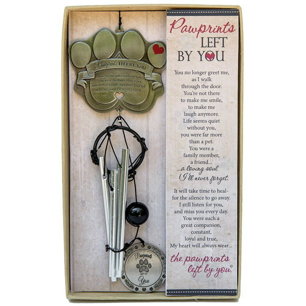Bygger Peep Hick 12" Metal Casted Pet Memorial Wind Chime For Dog Cat, Pawprints Left By You  Poem - Walmart.com
