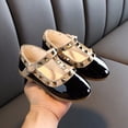 thumbnail image 2 of 2DXuixsh Girls Dress Shoes Leather Shoes Princess Flower Low Heels Party Wedding Prom Footwear Glitter Sequins Closed Toe Flower Girls Shoes Black Size 12, 2 of 6