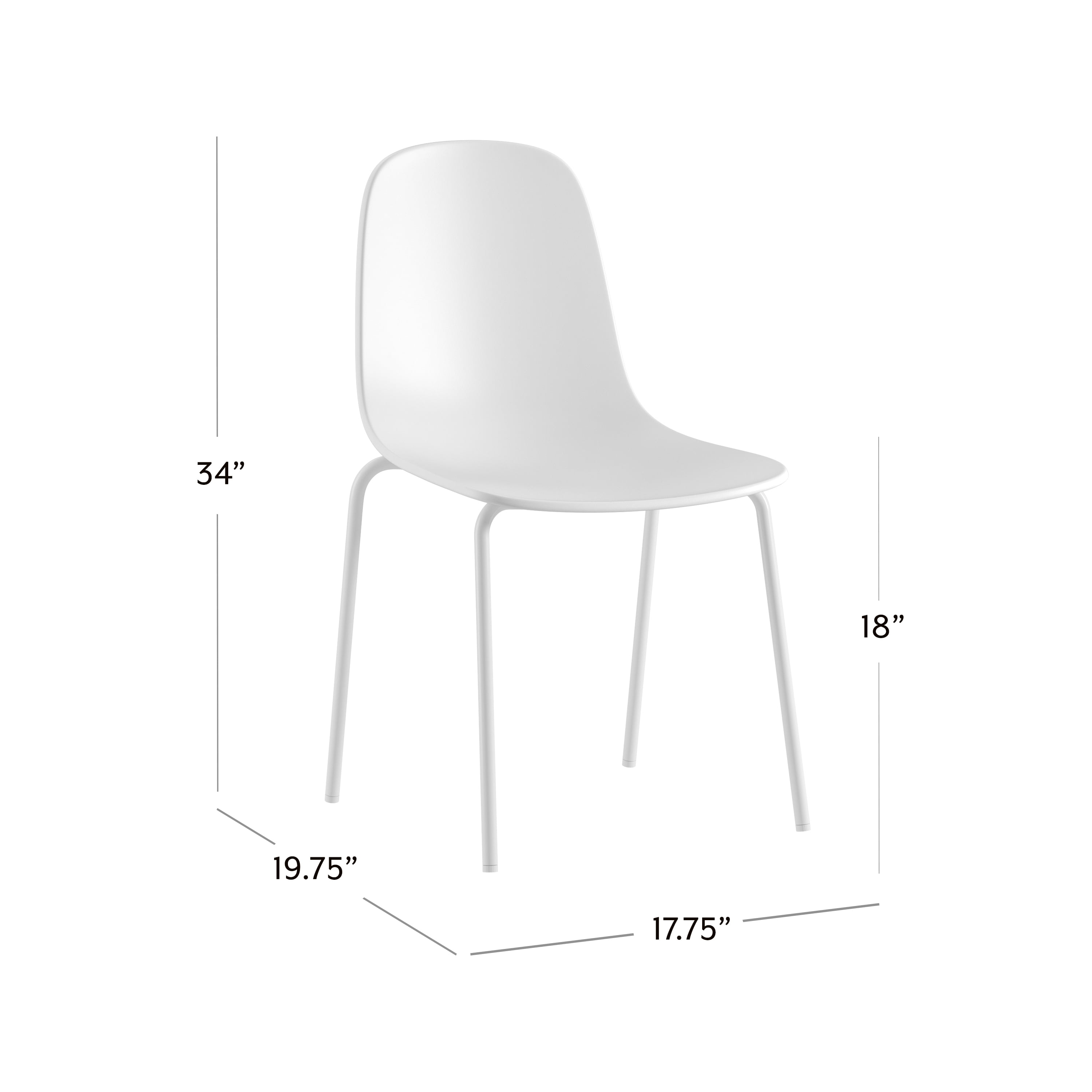 Mainstays Modern Stackable Dining Chairs, Set of 4, White