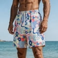 thumbnail image 7 of Enjoytime Mens Swim Trunks Print Elastic Waist Drawstring Breathable Lightweight Casual Summer Beach Shorts, 7 of 7