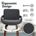 thumbnail image 2 of ClinQ Counter Height Swivel Bar Stools Set of 3, Linen Fabric Upholstered 360° Rotating Chairs with Walnut Legs and Metal Footrest, Darkgray, 2 of 6