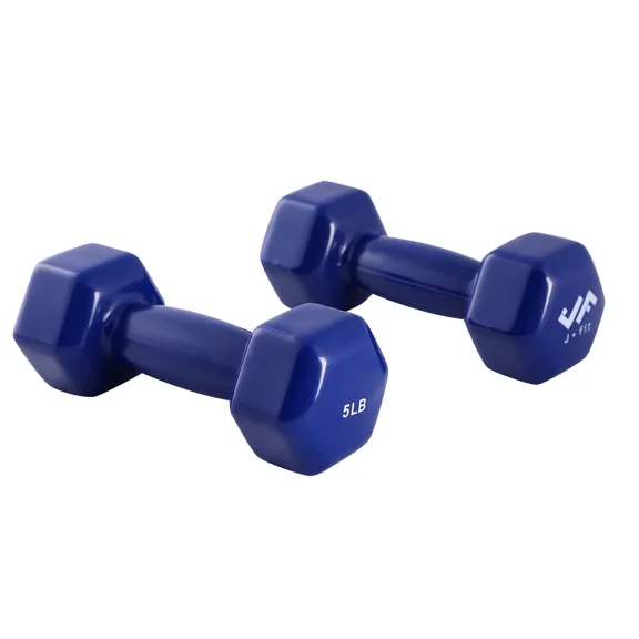 JFIT Vinyl Dumbbell (Set of 2), 5 LBS