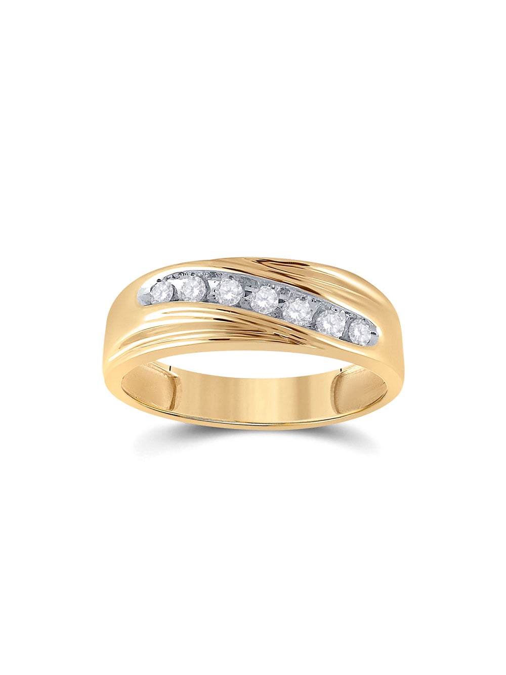 14kt Yellow Gold Mens Round Diamond Wedding Band Ring 1/4 Cttw ...