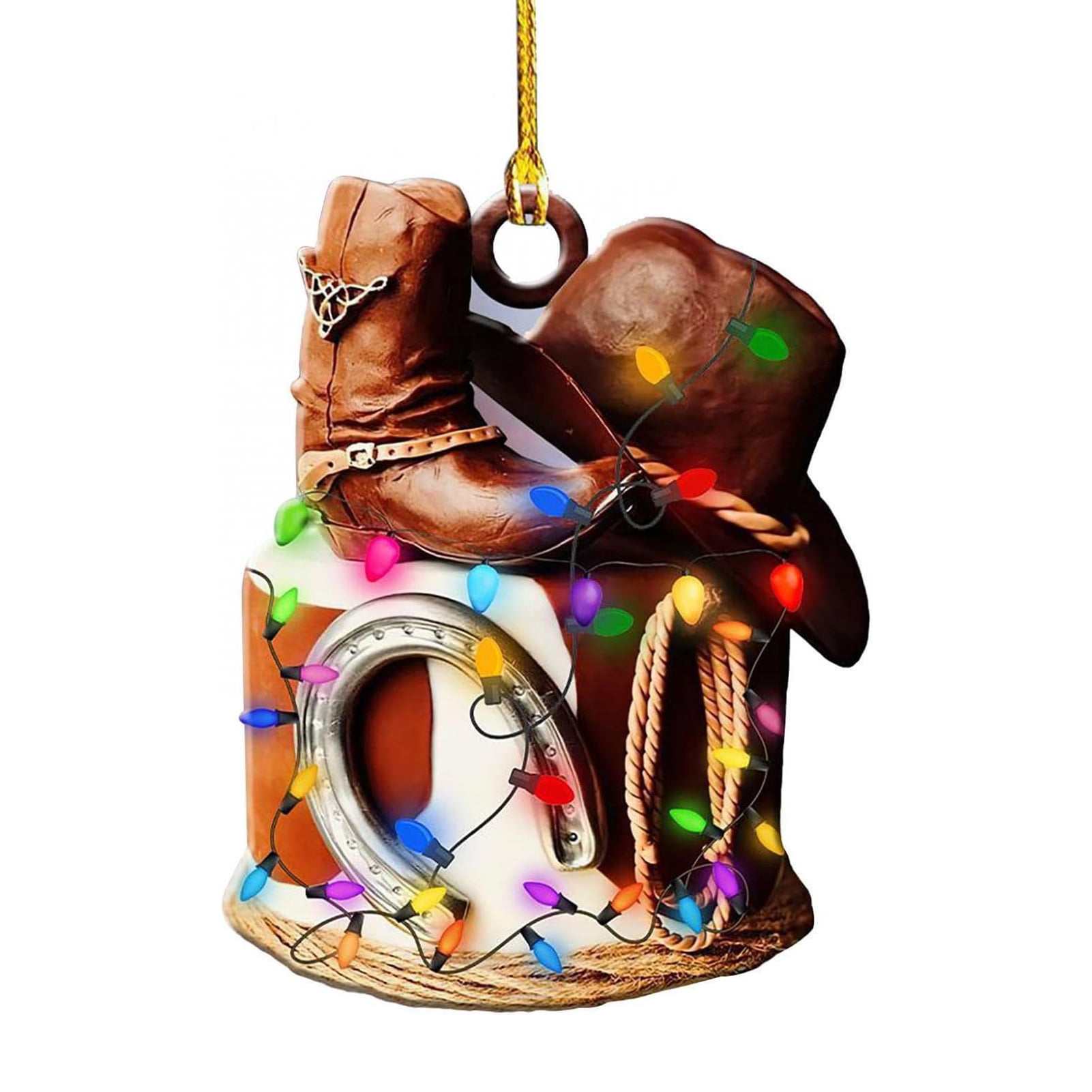 Cowboy Cowgirl Hat Boots Men Women Western Lover Accessories Christmas Tree  Ornament Decoration Hanging Charm Keepsake Decor Gift Gifft for Boot