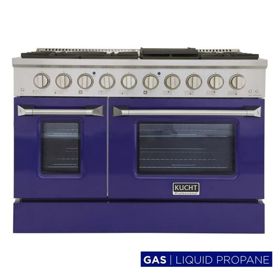 Pemberly Row 48" Stainless Steel Propane Gas Range in Silver/Blue