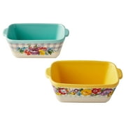 The Pioneer Woman Sweet Romance Blossoms 6-Inch Ceramic Loaf Pan, Set of 2, Dishwasher Safe
