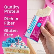 Quest Protein Bar, Birthday Cake Flavor, 21g Protein, Gluten-Free, 12 Count