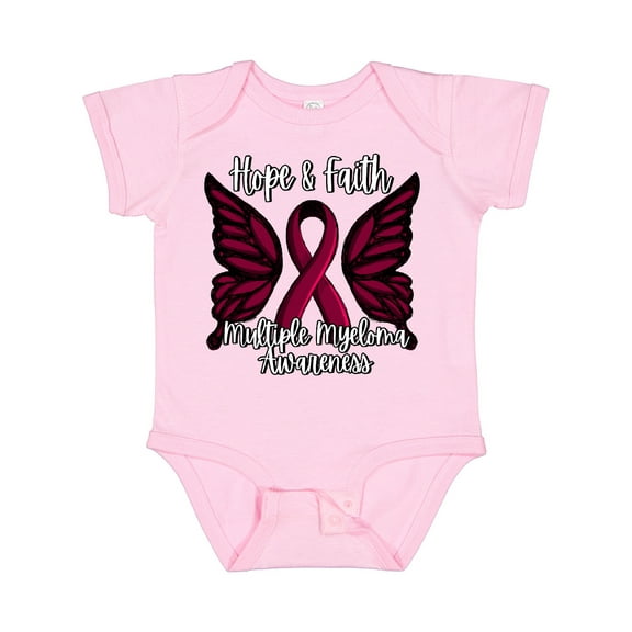 Inktastic Multiple Myeloma Cancer Awareness Hope & Faith with Butterfly Ribbon Boys or Girls Baby Bodysuit
