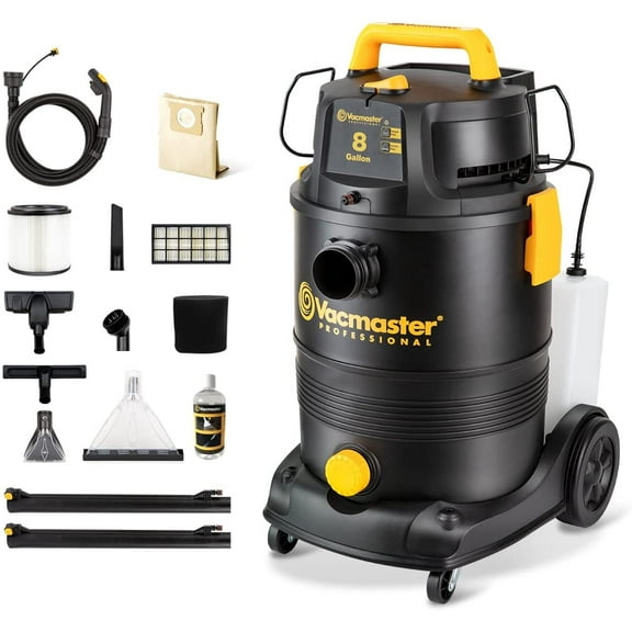 Vacmaster VK809PWR 0201 8 Gallon 5.5 Peak HP 3-in-1 Wet/Dry/Upholstery Shampoo Vacuum