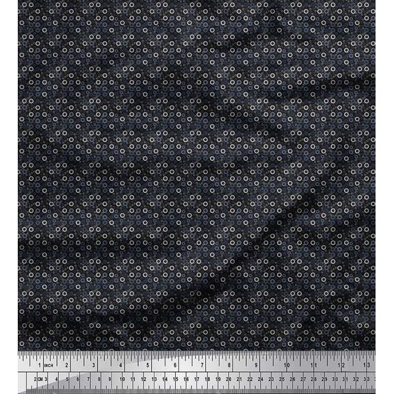 Soimoi Georgette Viscose Fabric Circle Small Printed Fabric 1 Yard 42 Inch Wide