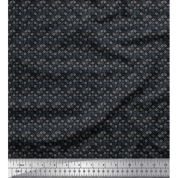 Soimoi Poly Georgette Fabric Circle Small Decor Fabric Printed Yard 42 Inch Wide