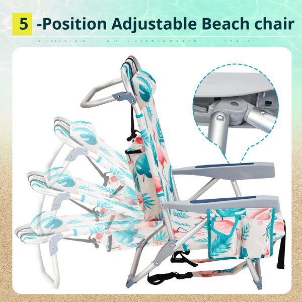 Beach Chair, Short Aluminum Tube Bearing 100kg Oxford Cloth Silver, 63*65*82cm White