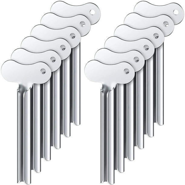 Exprimidor de pasta de dientes, 12 piezas Exprimidor de tubo de metal Llave Exprimidor de tubo de rodillo de pasta de dientes de acero inoxidable para pintura, crema, cosméticos y tinte para el