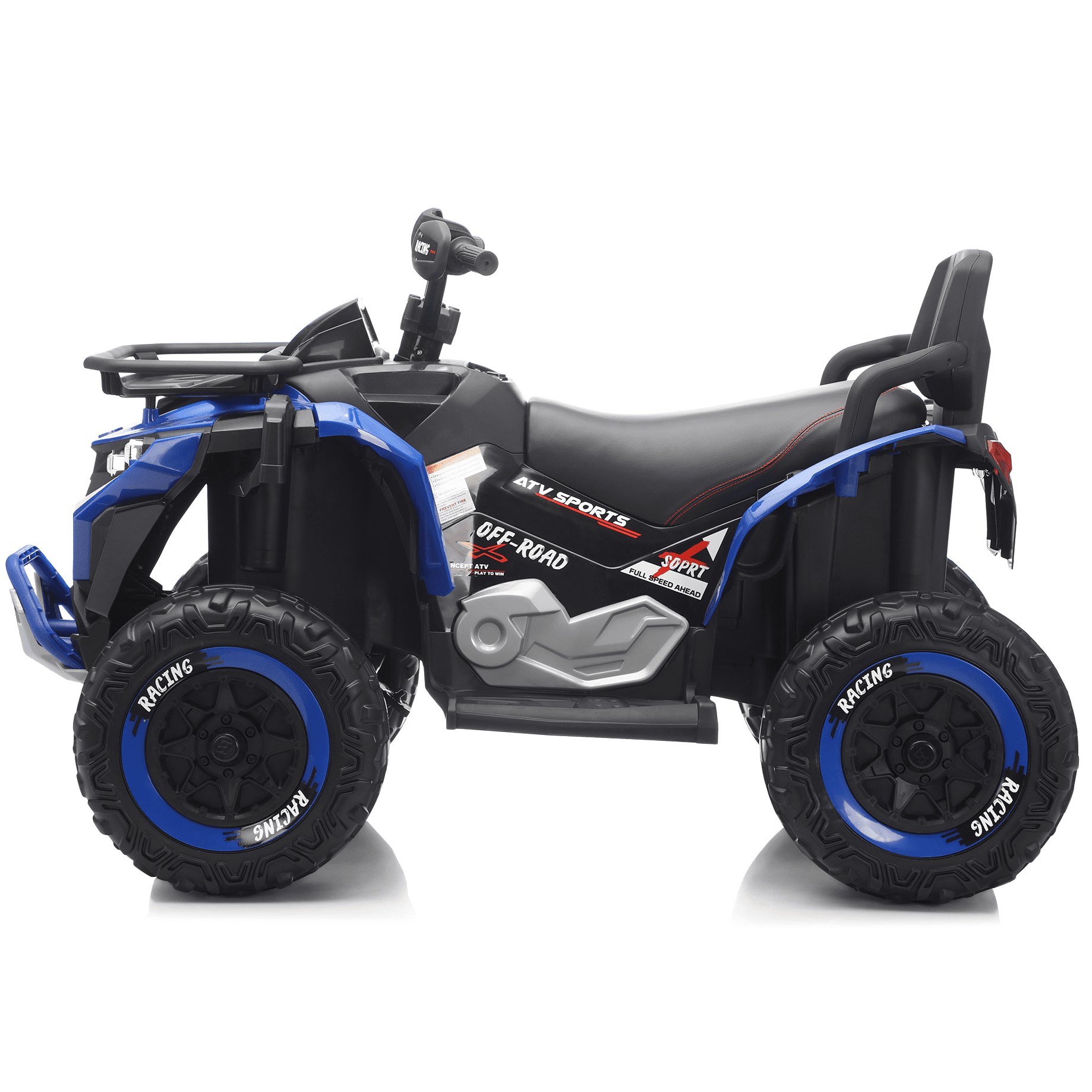Joyracer 24 Volt Ride on ATV for Kids, 4WD 4 Wheeler Electric Car with Remote Control, 2 Seats Ride on Toys for Toddlers, w/Headlights, Bluetooth, Music, USB, EVA Tires, Blue