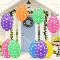 CEDQ Inflatable Easter Eggs 6 Pack 19 Inch Outdoor Yard Garden Decorations Colorful Large Plastic Eggs for Kids Party Hunting Games Yard Lawn Garden Patio Indoor Spring Festival Holiday PVC Decor