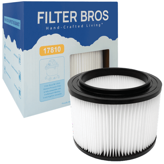 Filter Bros 17810 Compatible With Craftsman Replacement Filter Cartridge for 3 to 4 Gallon Wet/Dry Shop Vacuums, for Large Debris