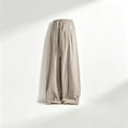 thumbnail image 6 of SAWOBUUN Men's Cotton Linen Pants Breathable Wide Leg Trousers Elastic Drawstring Waist Loose Fit Casual Summer Beach Pants, 6 of 9