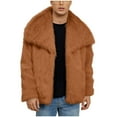 thumbnail image 2 of YueHuiYing Mens Luxury Faux Fur Jacket Fluffy Furry Coats Lapel Collar Long Sleeve Turn Down Collar Outerwear Winter Warm Cardigans, 2 of 7