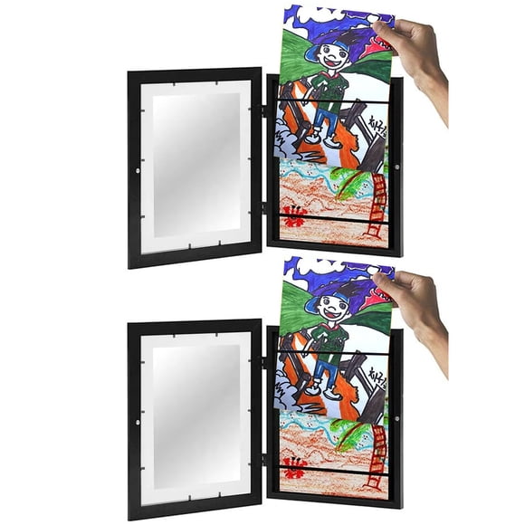2Pcs A4 Cadre en Bois à Remplir Ouverture avant Charnière Cadres Photo pour les Projets Artistiques des Enfants (25 X 34 Cm )