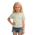 thumbnail image 1 of T-shirt Fille Vert Pâle à Manches Courtes pour Filles Col Rond T-Shirts d'Été Hauts pour Filles 6-7 Ans, 1 of 5