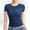 Dark Blue, variant on TIANZEN Women’s Slim Tops Long Sleeve Round Neck Crop Top Tee Shirt Basic Solid Tight Slim Fit Cropped Shirt Workout Yoga Rainbow Stripe Shirt Turtle Neck Long Sleeve Shirt Women Striped Tee Women