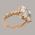 thumbnail image 3 of LBG British Made 14k Rose Gold ring with Natural Aquamarine & Opal Womens Statement Ring - 33 size options - Size 11.25, 3 of 8