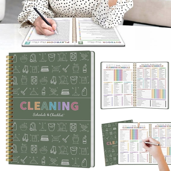 Cleaning Planner for Adults Women, Cleaning Schedule and Checklist Notebook, Cleaning and Organizing Planner, Daily Weekly Monthly Schedule Household Cleaning Checklist Planner （Green）