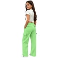 thumbnail image 5 of ZHOGXU Trendy Solid Color Elastic Waist Drawstring Cargo Jogger Wide Leg Kids Girls Pants With Pocket Outdoor Activities, 5 of 8