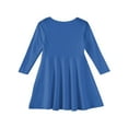 thumbnail image 4 of Abcomgle Girls Fall Dress Size Size 14-16 Casual A-Line Long Sleeve Tshirt Dress Solid Crew Neck Girls Skater Dress Swing Dresses for 4-14t Kids 9-10 Years,Blue, 4 of 5