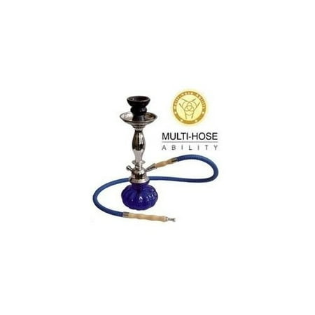 Silver Hookah Hose - VAPOR HOOKAHS TALL PUMPKIN 12” MODERN COMPLETE HOOKAH SET: Single Hose shisha pipe with 2 Hose Multi Hose ability and auto seal system. Tall Pumpkin narguile pipes have glass vases. (White Hookah)