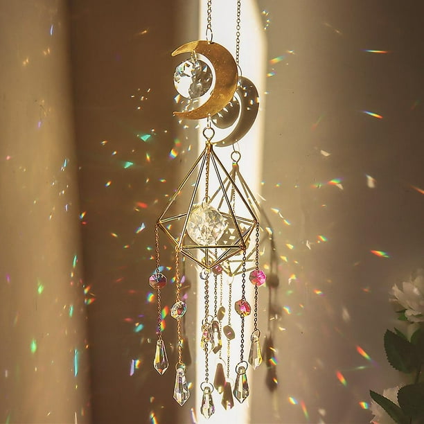 Nouveau grand carillon éolien en cristal prisme attrape-soleil clochette à  la main ornement suspendu nordique maison chambre décoration attrape-rêves  