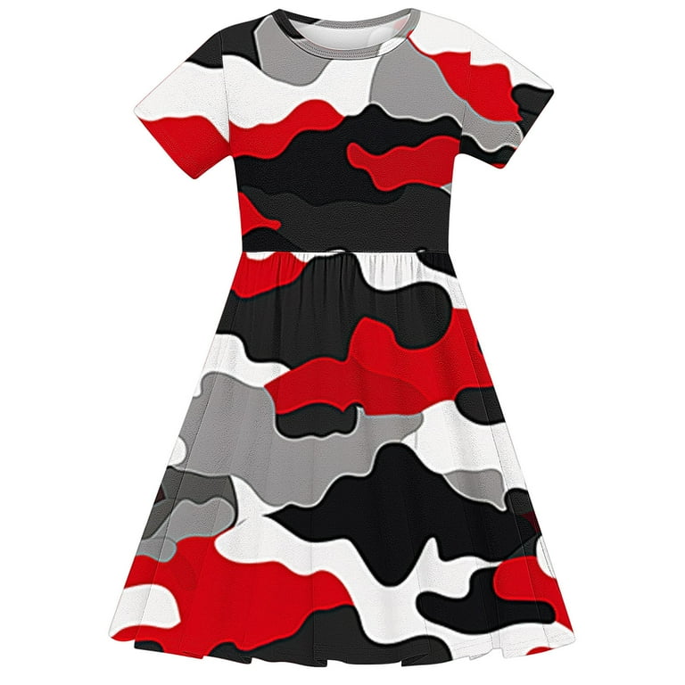 sachin and babi light blue dress Fatuov Girls Weekend Casual Dress Summer Comfortable Dress for Home Crew  Neck Floral Print Short Sleeve Pleated Flowy Back to School Dresses 4-14  Years, Multicolor