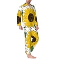 thumbnail image 2 of Salouo Sunflowers Print Button-Front Long Sleeve Pajama Set for Men, Soft 2Pjs Men's Long Sleeve Sleepwear-Small, 2 of 7